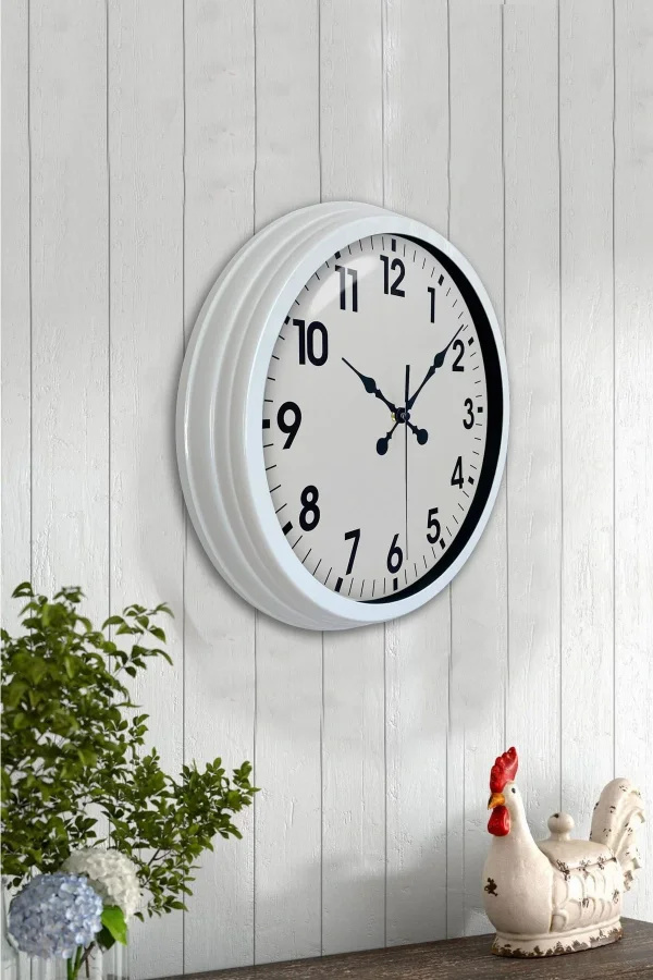 Zentime 40 Cm Beyaz Klasik Duvar Saati