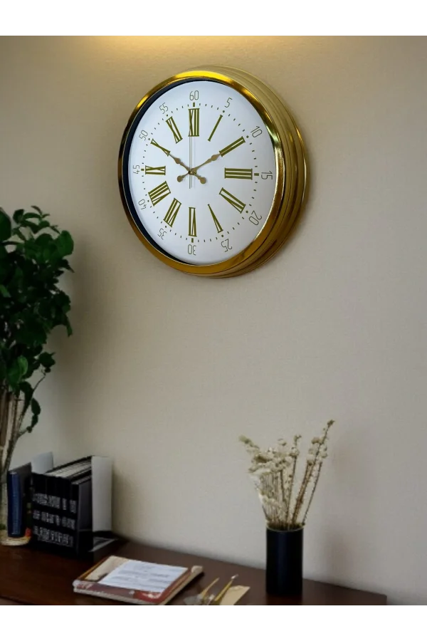 Zentime 40 Cm Gold Lüks Duvar Saati