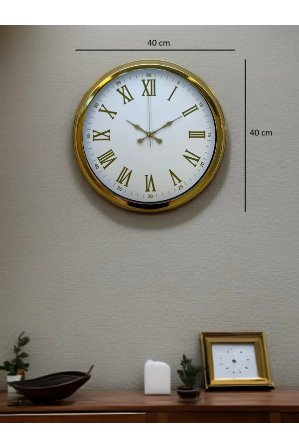 Zentime 40 Cm Gold Lüks Duvar Saati