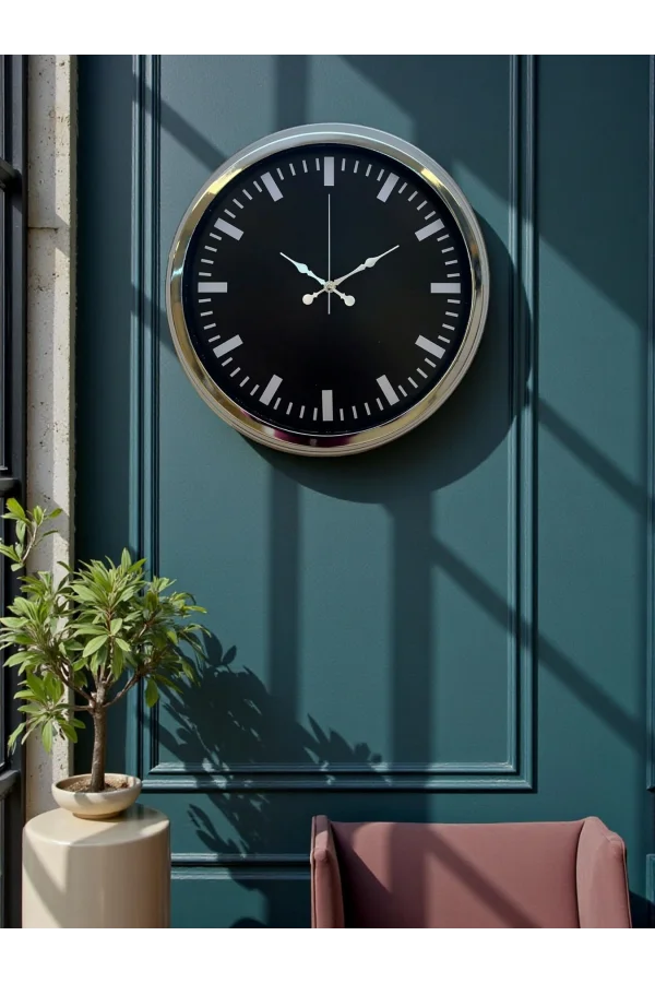 Zentime 40 Cm Krom Şık Duvar Saati