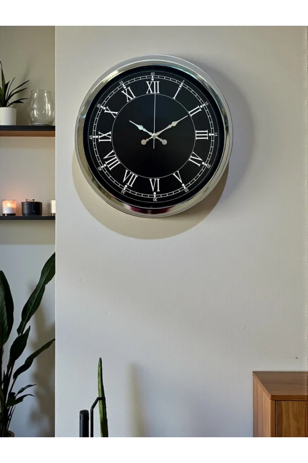 Zentime 40 Cm Krom Şık Duvar Saati