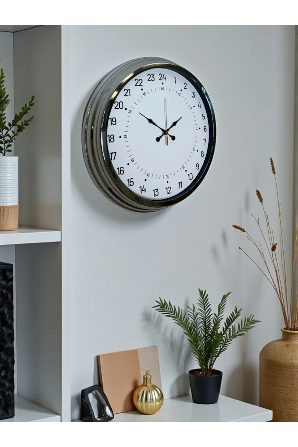 Zentime 40 Cm Krom Şık Duvar Saati