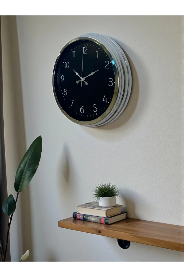 Zentime 40 Cm Krom Şık Duvar Saati