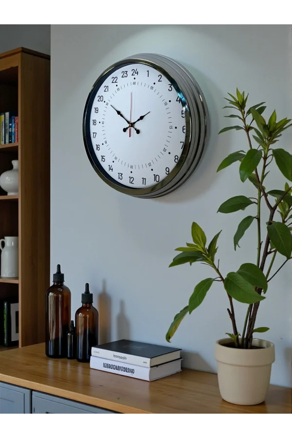 Zentime 40 Cm Krom Şık Duvar Saati