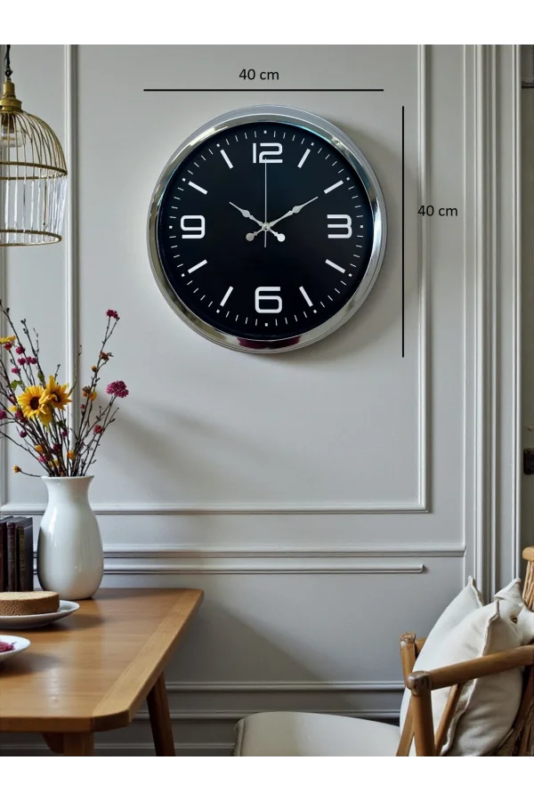 Zentime 40 Cm Krom Şık Duvar Saati