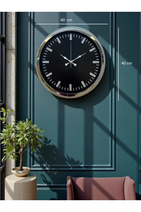 Zentime 40 Cm Krom Şık Duvar Saati