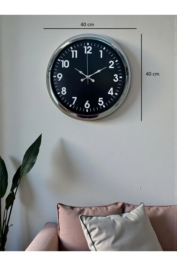 Zentime 40 Cm Krom Şık Duvar Saati
