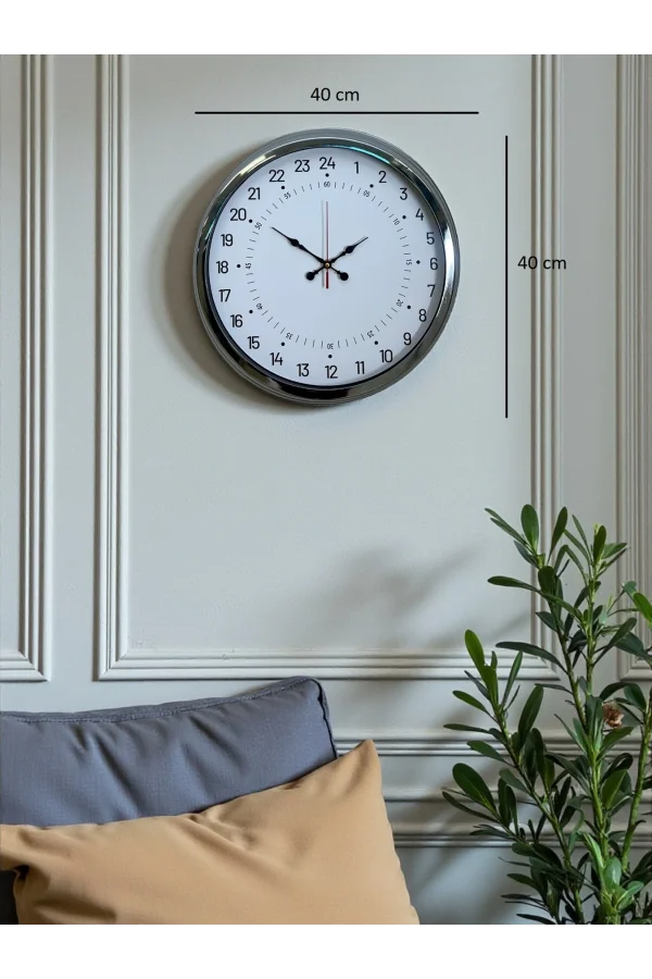 Zentime 40 Cm Krom Şık Duvar Saati