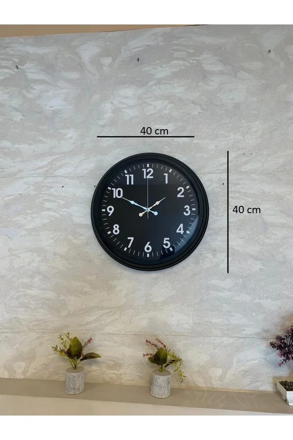 Zentime 40 Cm Siyah Şık Duvar Saati
