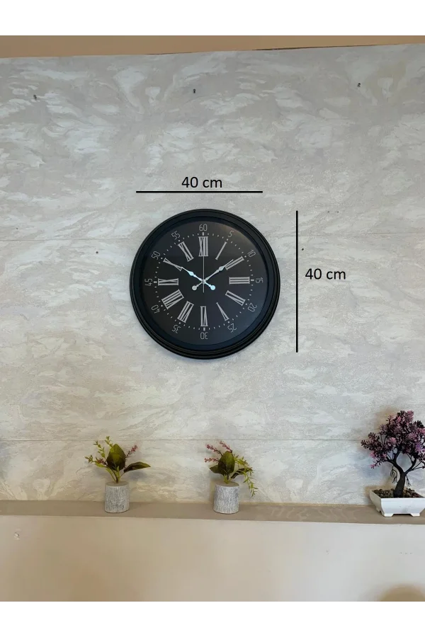 Zentime 40 Cm Siyah Şık Duvar Saati