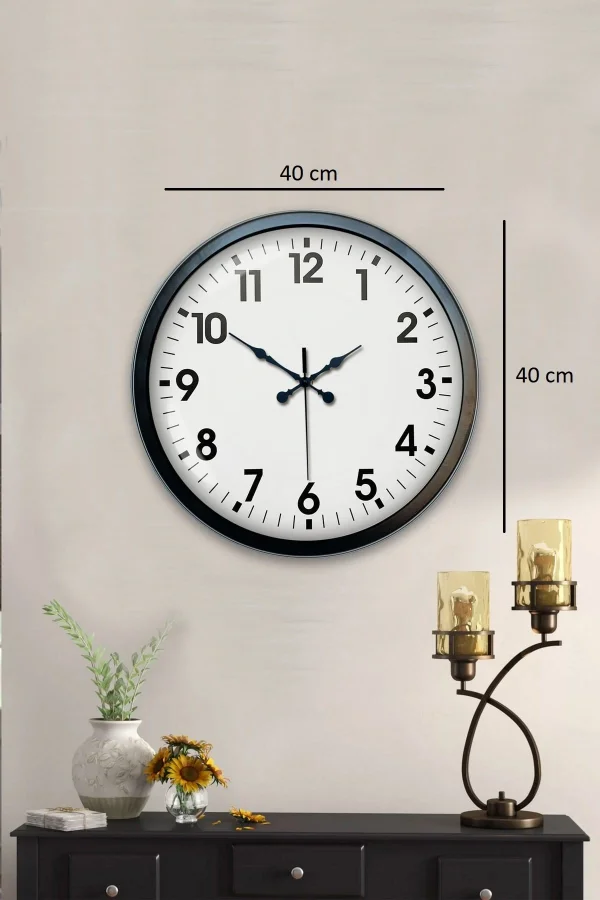 Zentime 40 Cm Siyah Şık Duvar Saati