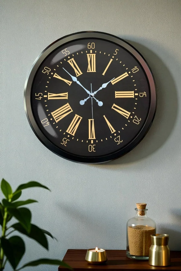 Zentime 52 Cm Siyah Modern Duvar Saati