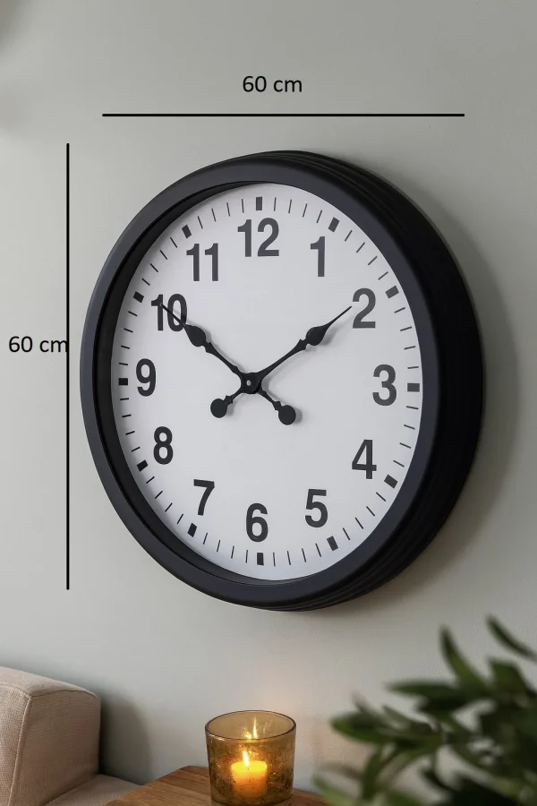 Zentime Black Classic 60 Cm Metal Duvar Saati