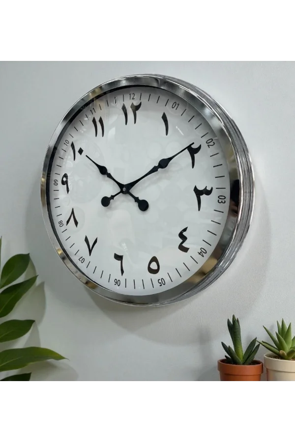 Zentime Krom Arapça Rakamlı 60 Cm Metal Duvar Saati