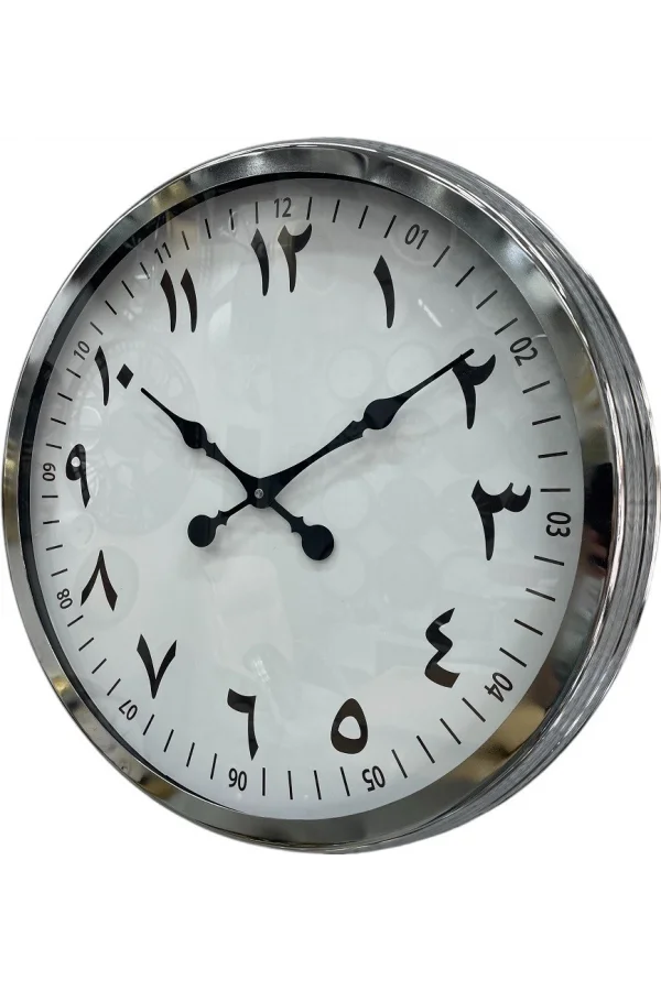 Zentime Krom Arapça Rakamlı 60 Cm Metal Duvar Saati