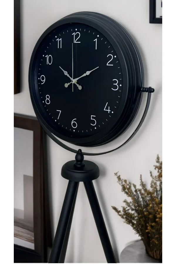 Zentime Sade Siyah Tripod Ayaklı Saat