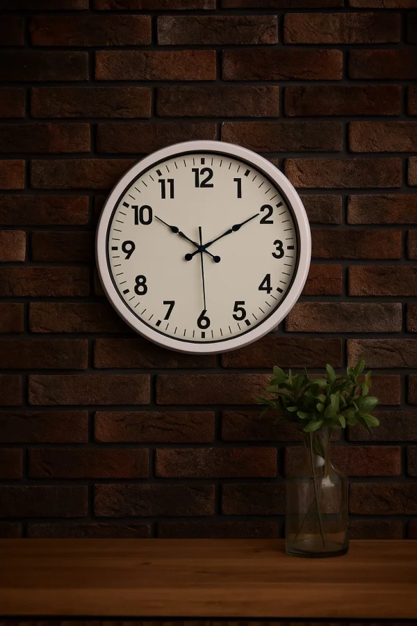 Zentime White Classic Modern 52 Cm Metal Duvar Saati