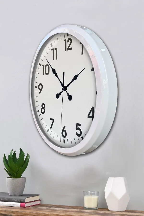 Zentime White Classic Modern 52 Cm Metal Duvar Saati