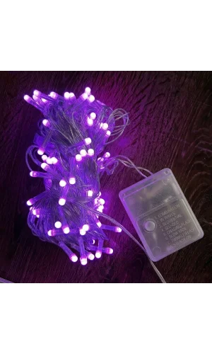 10m 100 Led Damla Uçlu Pembe Işık Şeffaf Kablo