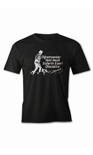 24 Kasım Öğretmenler Baskılı T-shirt - Siyah