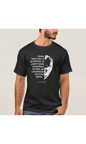 24 Kasım Öğretmenler Günü Baskılı T-shirt - Siyah