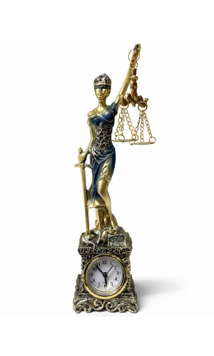 26x7 cm Polyester Saatli Adalet Figürü