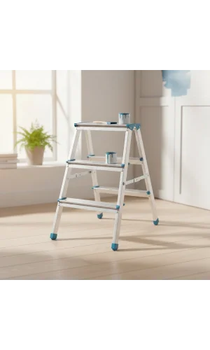 3+3 Çift Basamaklı Alüminyum Metal Merdiven