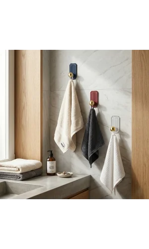 3lü Gold Top Uçlu Yapışkanlı Plastik Askı