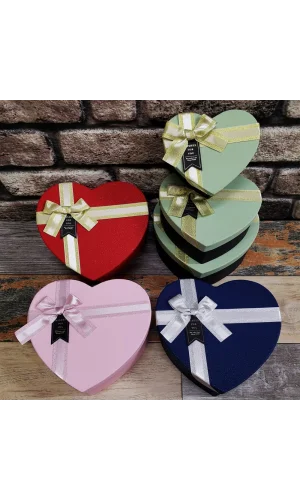 3lü Hediyelik Kalp Kutu Seti