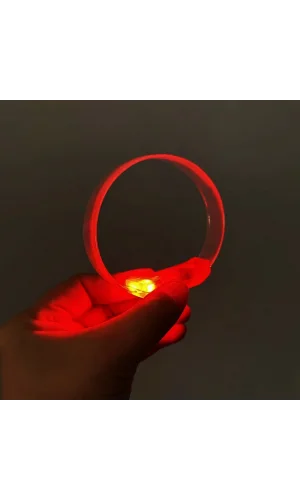 3 Modlu Pilli LED Işıklı Esnek Parti Bilekliği Kırmızı