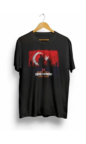 30 Ağustos Atatürk Baskılı T-shirt - Siyah