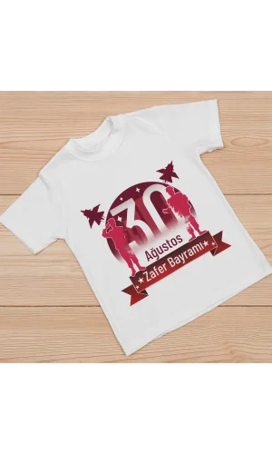 30 Ağustos Unisex Baskılı T-shirt - Beyaz
