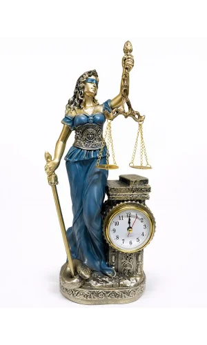 35x14 cm Polyester Saatli Adalet Figürü