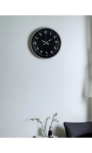 36 Cm Gri Arapça Rakamlı Duvar Saati