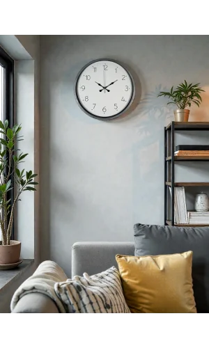 36 Cm Gri Dekoratif Duvar Saati