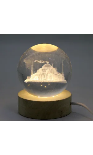 3D İstanbul Temalı Kristal Cam Küre Led Lamba Model 2