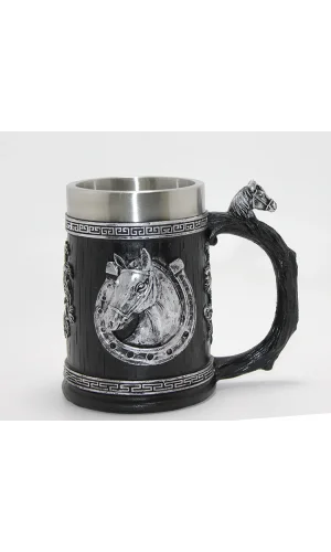 3D Kabartmalı At Büstü Paslanmaz Çelik Kupa Bardak