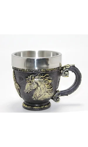 3D Kabartmalı At Büstü Paslanmaz Çelik Kupa Bardak