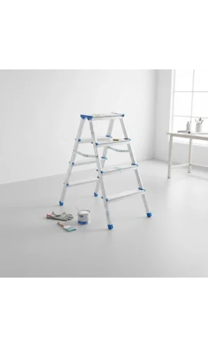4+4 Çift Basamaklı Alüminyum Metal Merdiven
