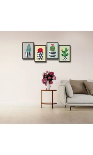4 Paarça Çerçeve Görünümlü Ahşap Tablo