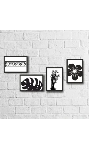 4 Parça Çerçeve Görünümlü Ahşap Tablo