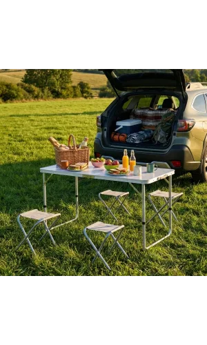 4 Sandalyeli Katlanabilir Masa Seti