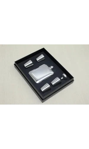 4 Shot Bardaklı Matara Seti Çelik