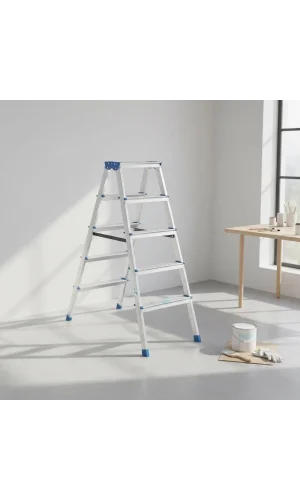 5+5 Çift Basamaklı Alüminyum Metal Merdiven