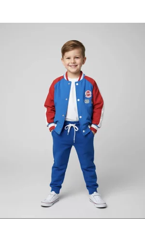 Kırmızı Mavi ve Beyaz Kolej Ceketi