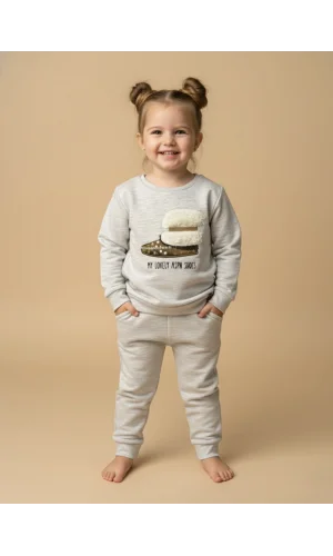 Bot Aplike Kız Çocuk Eşofman Takımı