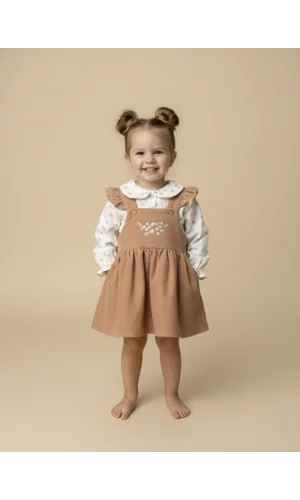 Kız Çocuk Kadife Salopet/Jile Elbise ve Bluz Takımı