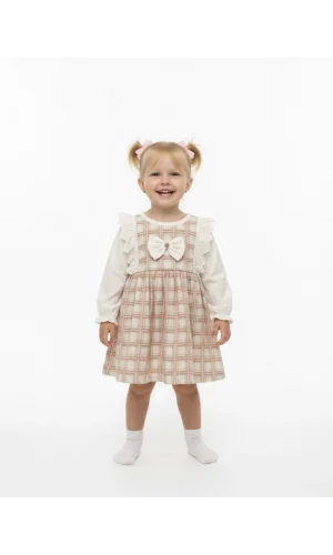 Fiyonk Detaylı Ekose Jile Elbise