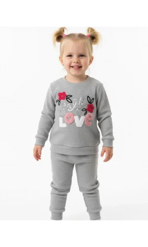 Kız LOVE Baskılı Pijama Takımı