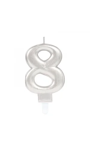 8 Rakamı Mum Gümüş Renk
